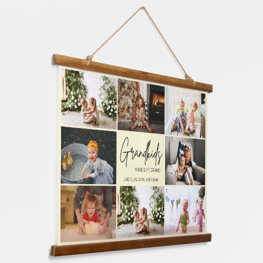 ベジエレガントュグランキッズが人生を大きく8枚の写真に 吊り下げ型タペストリー (傾斜あり)