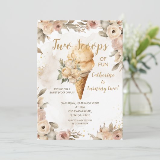 ベジエレガントュツースクープおもしろい2nd誕生日パーティー 招待状 (スタンド正面)