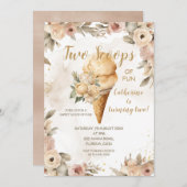 ベジエレガントュツースクープおもしろい2nd誕生日パーティー 招待状 (正面/裏面)