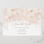 ベジエレガントュピーニーウェディングは日付カードを保存 箔招待状 (正面)