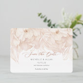 ベジエレガントュピーニーウェディングは日付カードを保存 箔招待状 (立ち正面)