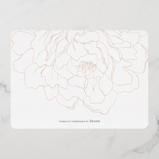 ベジエレガントュピーニーウェディングは日付カードを保存 箔招待状 (裏面)