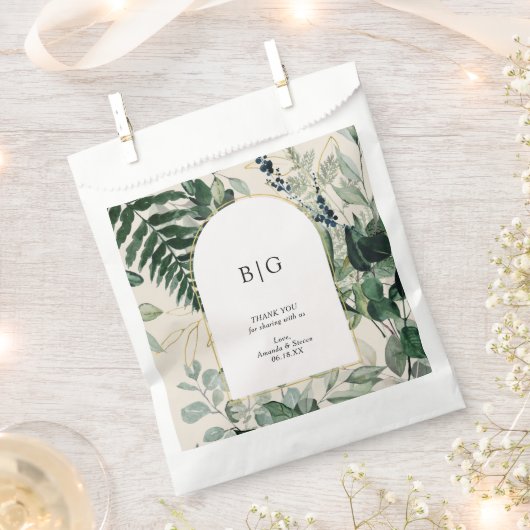 ベジエレガントュボタニックの葉結婚 フェイバーバッグ (クリップ留めされた状態)