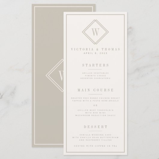 ベジエレガントュミニマル結婚リスト メニュー (正面/裏面)