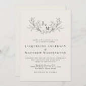 ベジエレガントュモノグラムNo親結婚の 招待状 (正面/裏面)