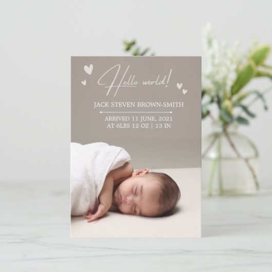 ベジエレガントュートラル生まれたばかりの発表カード 招待状 (スタンド正面)