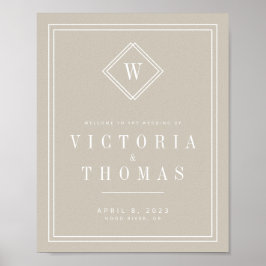 ベジエレガントュ/ホワイトミニマル結婚リスト歓迎 ポスター