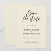 ベジシンプルュウェディング上の黒いスクリプト日付を保存 招待状 (正面/裏面)