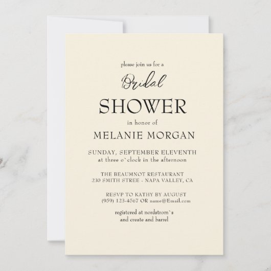 ベジシンプルュエレガントブライダルシャワー 招待状 (正面)