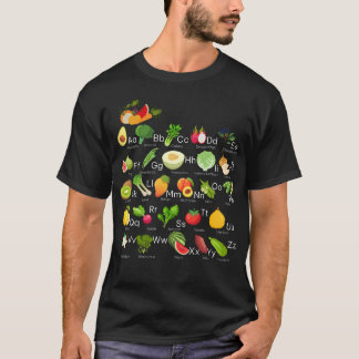 ベジタブルアルファベット 野菜 果物 ベジタリアン ガーデニング Tシャツ