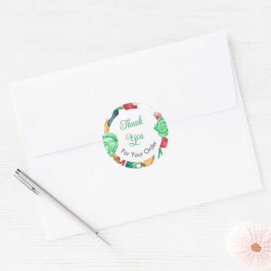 ベジタブルボーダー ご注文ありがとうございました ラウンドシール (封筒)