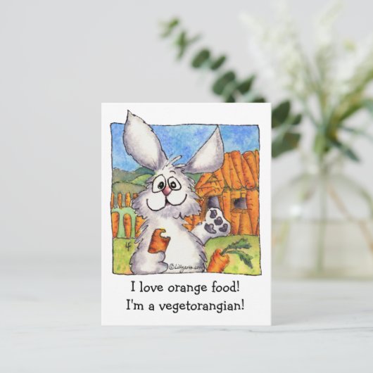 ベジタランギおもしろいウサギビーガンはがき ポストカード (スタンド正面)