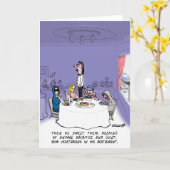 ベジタリアンおもしろいまたはビーガンレストランのグリーティングカード カード (黄色い花)