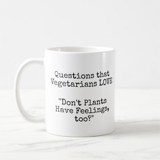 ベジタリアンがLOVEする質問!植物にも感情ってあるの? コーヒーマグカップ (左)