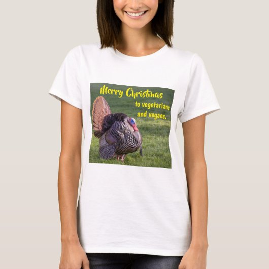 ベジタリアンとヴィーガンの皆さん メリークリスマス Tシャツ (正面)