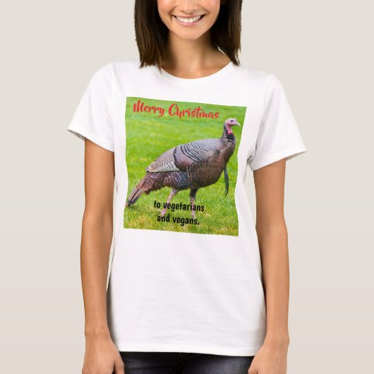 ベジタリアンとヴィーガンの皆さん メリークリスマス Tシャツ (正面)