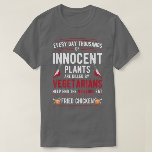 ベジタリアンに殺された植物が暴力を食べ消す Tシャツ (デザイン正面)