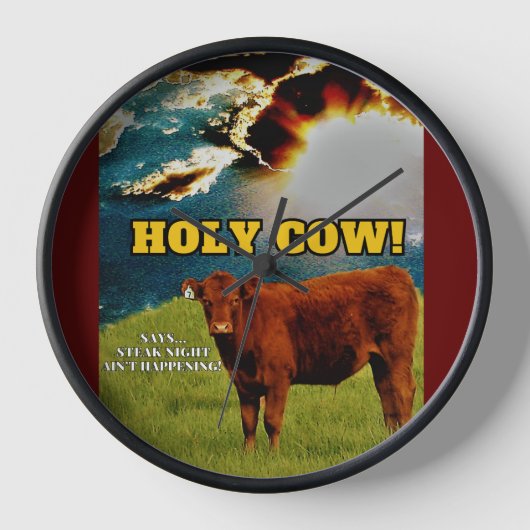 ベジタリアンギフト、ステーキ – ディナーのためじゃない! 壁時計 (正面)