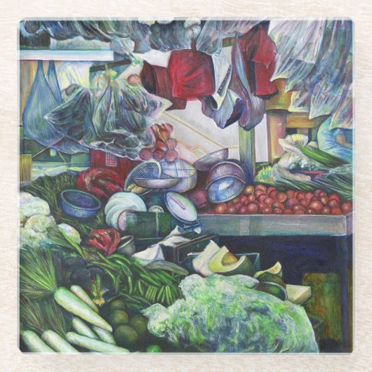 ベジタリアンクラブが火曜日の午後にここで会う ガラスコースター (正面)