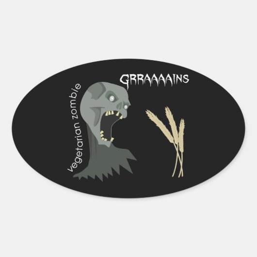 ベジタリアンゾンビはグラーアンを望む! 楕円形シール (正面)