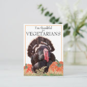 ベジタリアンビーガンサンクスギビングのトルコの感謝してい写真 シーズンポストカード (スタンド正面)