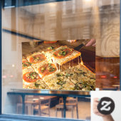 ベジタリアンピザスクエアピザショップ ウィンドウサイン (カフェ窓)