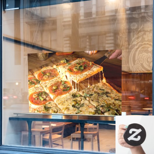 ベジタリアンピザスクエアピザショップ ウィンドウサイン (カフェ窓)