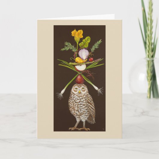 ベジタリアンフクロウグリーティングカード カード (正面)