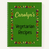 ベジタリアンレシピ，あなたの名前，野菜，緑 ノートブック (正面)