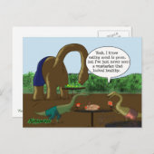 ベジタリアン対肉食獣のおもしろいな恐竜 ポストカード (正面/裏面)