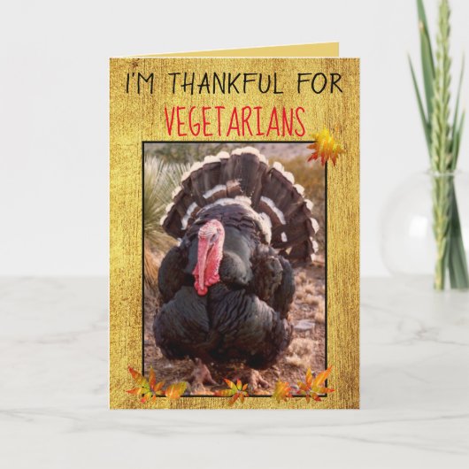 ベジタリアン感謝祭トルコフォト紅葉 カード (正面)