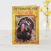 ベジタリアン感謝祭トルコフォト紅葉 カード (黄色い花)