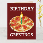 ベジタリアン イタリアン ピザ 誕生日カード カード (黄色い花)