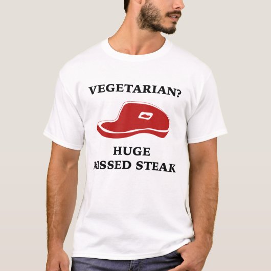 ベジタリアン?巨大恋しく思ステーキ Tシャツ (正面)