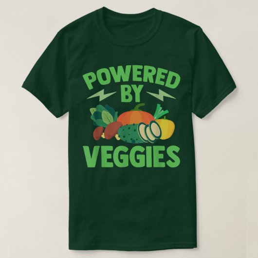 ベジタリアンPowered By VeggiesビーガンTシャツ Tシャツ (デザイン正面)