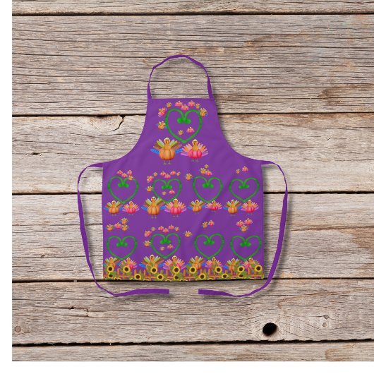 ベジターキーとヒマワリ紫 エプロン