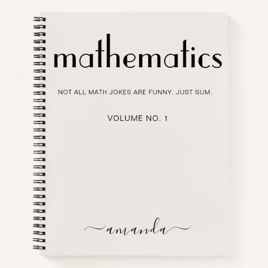 ベジフェミニンュブラック算パーソナライズされた数 ノートブック (正面)