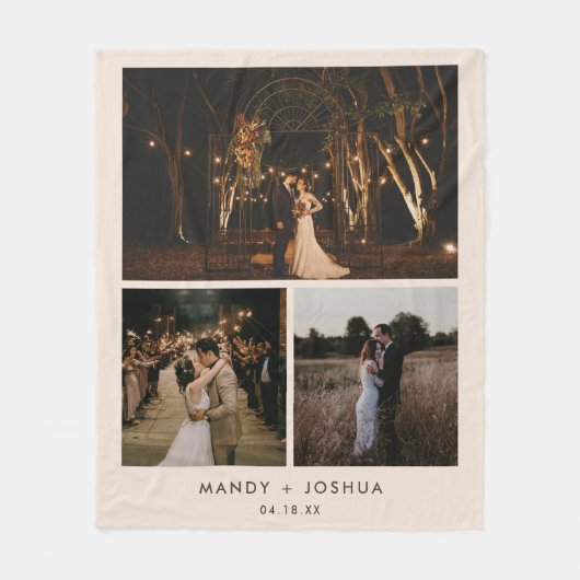 ベジミニマルュモダン・カップル写真コラージュ フリースブランケット (正面)