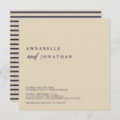 ベジモダンュネイビーコンテンポラリール結婚ズ 招待状 (正面/裏面)