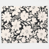 ベジモダンュフラワーズブラック植物学 フリースブランケット (正面(横))