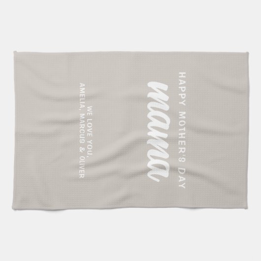 ベジモダンュマガキの名前ママの日 キッチンタオル (横)