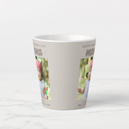 ベジモダンュママキッズ写真母の日 カフェラテマグ (正面)