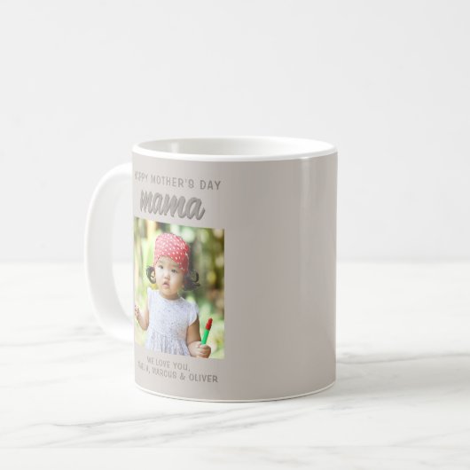 ベジモダンュママキッズ写真母の日 コーヒーマグカップ (正面左)
