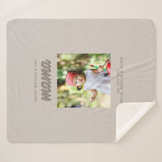 ベジモダンュママキッズ写真母の日 シェルパブランケット (正面(横))
