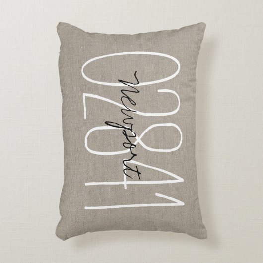 ベジ素朴ュカスタムーの町と郵便番号 アクセントクッション (正面(垂直))