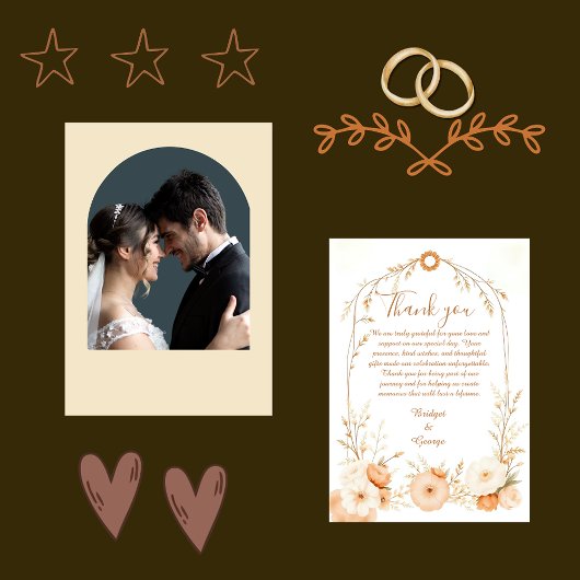 ベジ素朴ュボタニカル結婚ズ&写真 サンキューカード