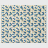 ベジ離れューの背景に青い花と白い花 ラッピングペーパー (フラット)