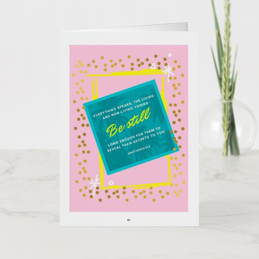 ベスチル引用文ピンクグリーン 箔グリーティングカード (正面)