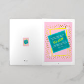 ベスチル引用文ピンクグリーン 箔グリーティングカード (外側レイダウン)