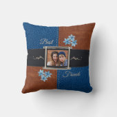 ベスティースタイリッシュギフト装飾用クッションBFFブルー，ブラウン クッション (裏面)